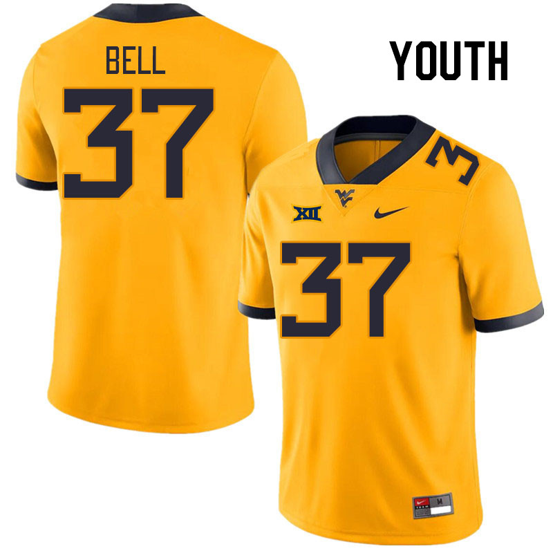 Youth #37 Jayden Bell West Virginia Mountaineers College Football Jerseys Stitched Sale-Gold